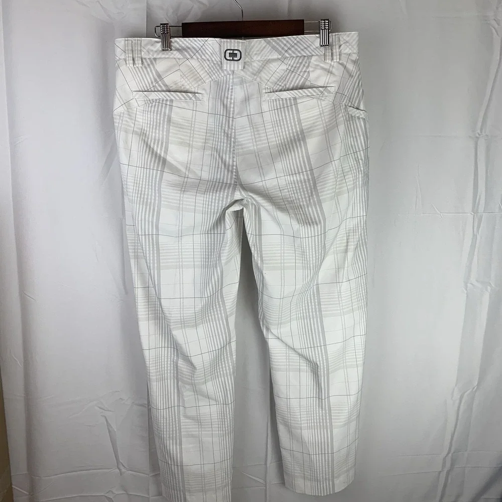 Ogio Golf Pants‎ Tag 36x32 (Measure 36x27.5) White Gray Plaid Stretch